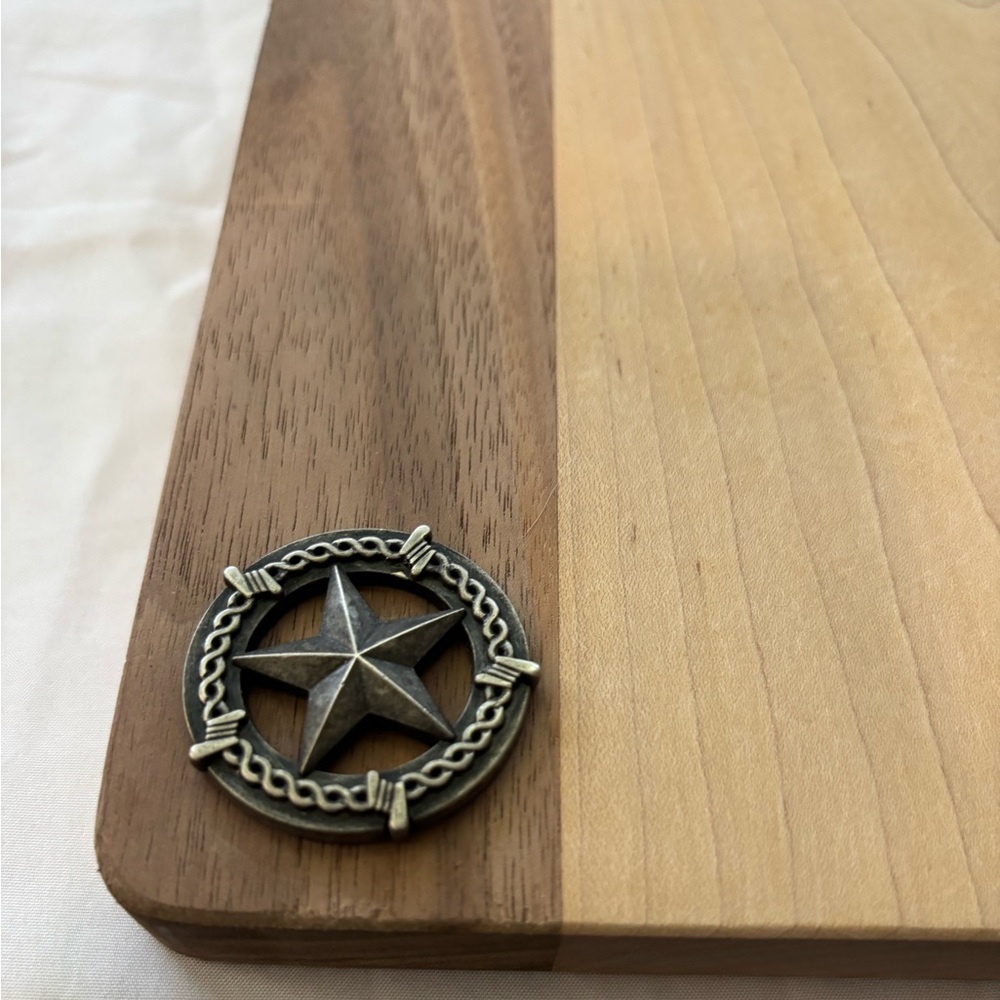 Handcrafted Richard Chesnut Wood Serving Board Texas Star 7.75” x 8.75”